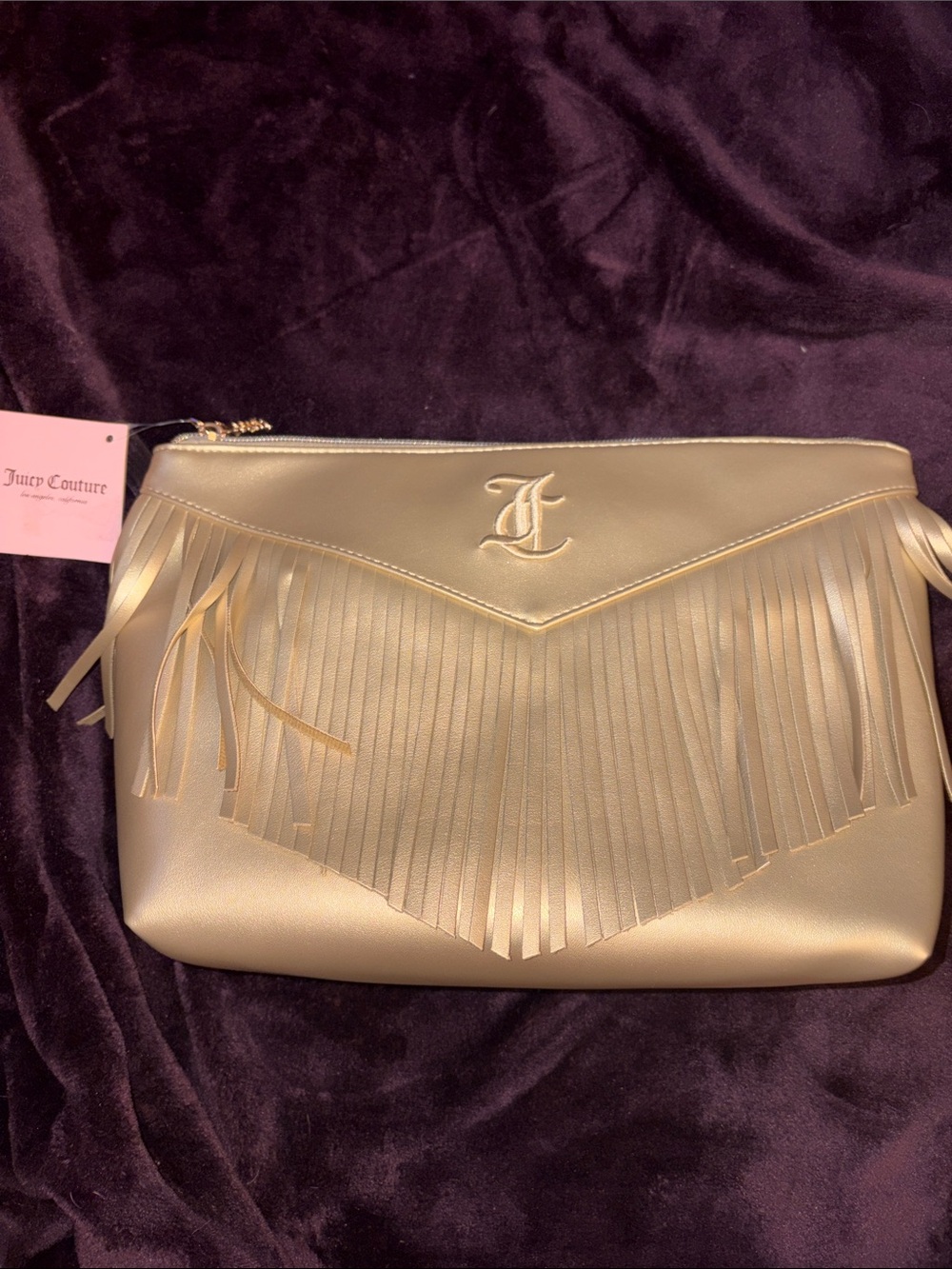 NWT big Juicy Couture Gold Fringe Wristlet Clutch